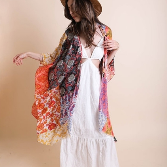 Boho Floral Patchwork Kimono - Picture 2 of 2